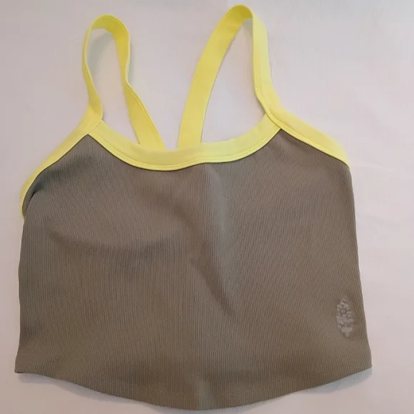 Free People FP Movement All Clear Cami Colorblock Top in Sage Yellow Sz M/L NWT - Picture 3 of 10